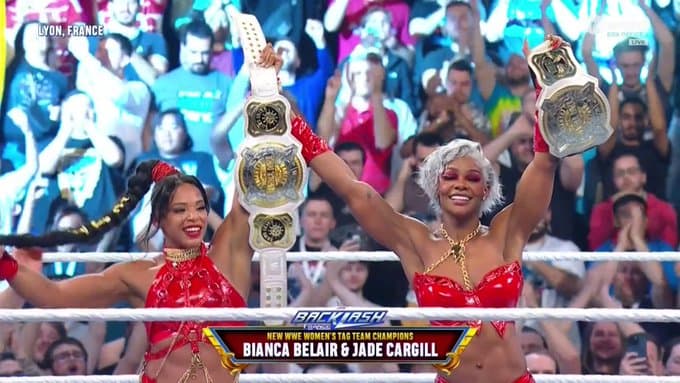 Jade Cargill And Bianca Belair Win The Women’s Tag Team Championships Despite Apparent Injury at WWE Backlash